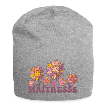 Maitresse motif floral marguerite pour maîtresse - Bonnet en jersey - gris chiné - Devant