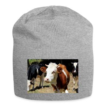 Affiche de vache - Bonnet en jersey - gris chiné - Devant