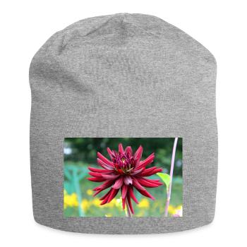 Flower, Red, Red Flower - Jersey Beanie - heather grey - Front
