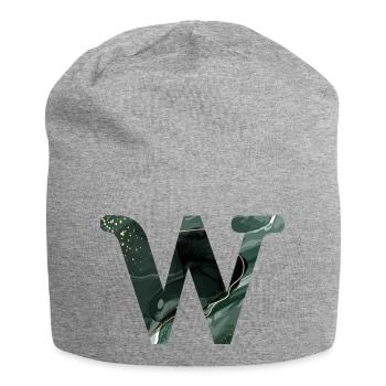 Lettre w marbré vert - Bonnet en jersey - gris chiné - Devant