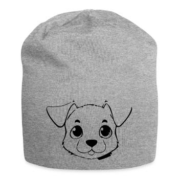 Niedlicher Hund - Jersey-Beanie - Grau meliert - Vorne