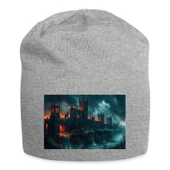 Poster Illustration Medieval Landscape in Ruins - Jersey Beanie - heather grey - Front