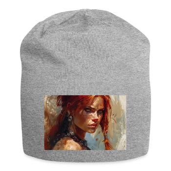Poster Illustration Kriegerin Frau Rot Sonja - Jersey-Beanie - Grau meliert - Vorne