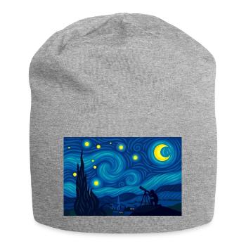 Die Nacht (unter die Lupe genommen) - Jersey-Beanie - Grau meliert - Vorne