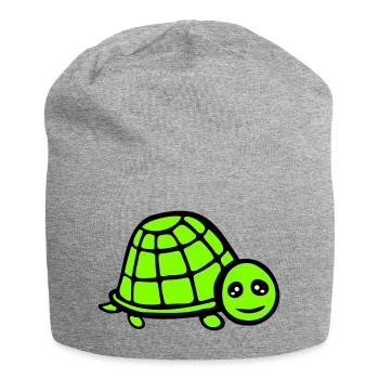 turtle cute smiling happy funny - Jersey Beanie - heather grey - Front