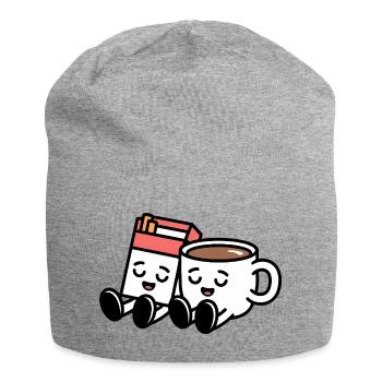 Café et cigarettes - Petit-déjeuner balkanique drôle - Bonnet en jersey - gris chiné - Devant