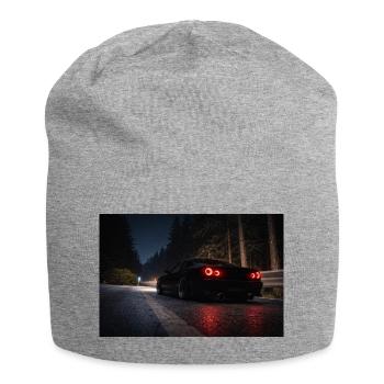 Nachtsportwagen auf der Straße - Jersey-Beanie - Grau meliert - Vorne