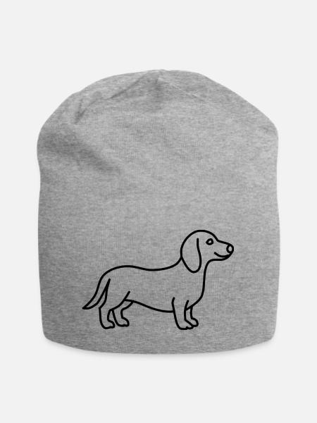 Dackel Kontur - Jersey-Beanie - Grau meliert
