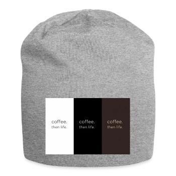 coffee. then life. – Minimalist contrast - Jersey Beanie - heather grey - Front