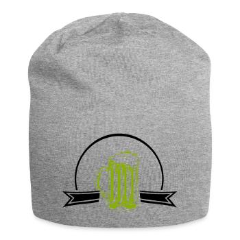 Grüner Neon Bierkrug Outline - Jersey-Beanie - Grau meliert - Vorne