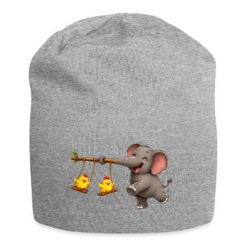 Aventure de balançoire éléphant et poussin - Bonnet en jersey - gris chiné - Devant