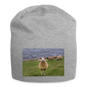 Moutons sur la digue sur la côte - Bonnet en jersey - gris chiné - Devant