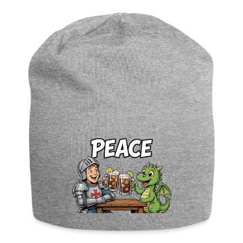 Ritter trifft Drache: Friedenstoast - Jersey-Beanie - Grau meliert - Vorne