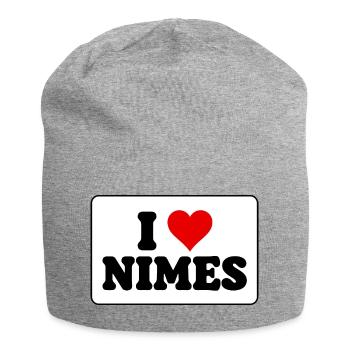 Ich liebe Nîmes, J'aime Nîmes - Amour ville - Jersey-Beanie - Grau meliert - Vorne