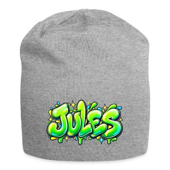 JULES in Graffiti: der Name, der die Serie ausmacht! - Jersey-Beanie - Grau meliert - Vorne