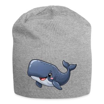 Pottwal Kawaii Style – Süßer Meeresriese - Jersey-Beanie - Grau meliert - Vorne
