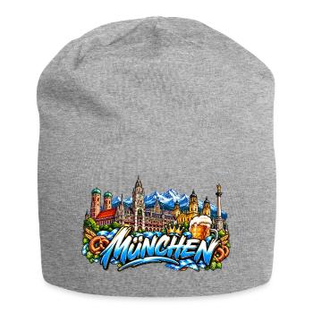 München Collage Bier Skyline König - Jersey-Beanie - Grau meliert - Vorne