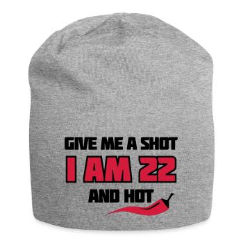 Birthday 22 - give me a shot - chili style - Jersey Beanie - heather grey - Front