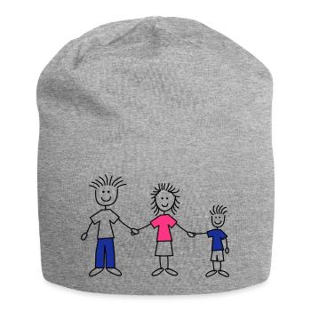 family_dad_and_mom_with_boy_3c - Bonnet en jersey - gris chiné - Devant