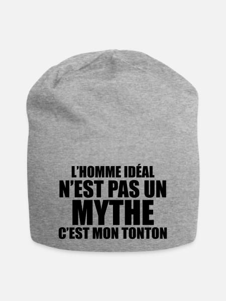 l'homme idéal n'est pas un mythe c'est mon tonton - Bonnet en jersey - gris chiné