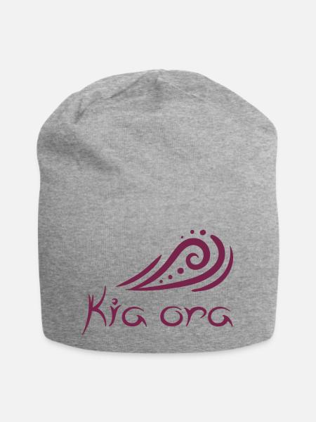 "Kia ora" Wellen Design Maori Hallo Geschenk Idee - Jersey-Beanie - Grau meliert