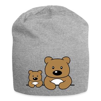 kind junges baby papa mama familie 2 freunde team - Jersey-Beanie - Grau meliert - Vorne