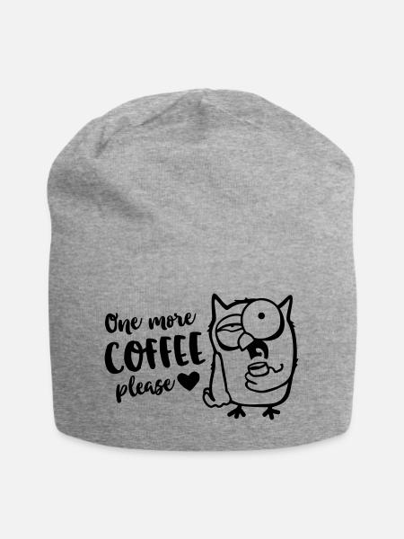 Der frühe Vogel / Eule braucht einen Kaffee - Jersey-Beanie - Grau meliert