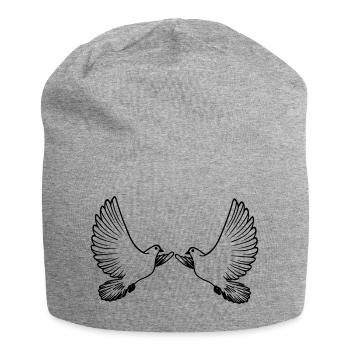 Deux pigeons transparents - Bonnet en jersey - gris chiné - Devant