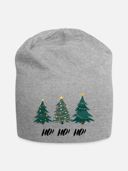 HOHOHO Weihnachtsbaum - Jersey-Beanie - Grau meliert