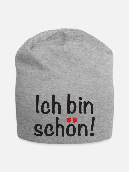 Ich bin schön! - Jersey-Beanie - Grau meliert