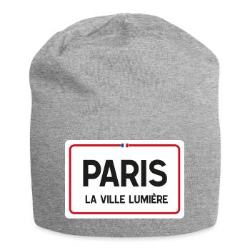 Pariser Ortsschild - Jersey-Beanie - Grau meliert - Vorne