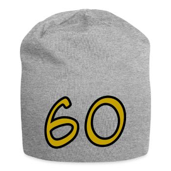 60. 60 ANS. 60e ANNIVERSAIRE. ANNIVERSAIRE 60 ANS. - Bonnet en jersey - gris chiné - Devant
