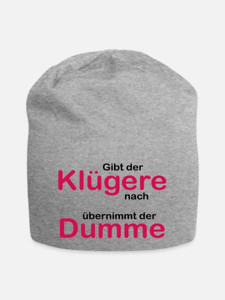 Der Klügere gibt nach - Jersey-Beanie - Grau meliert
