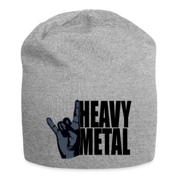 Heavy Metal Rock Music Horns Hand Gesture Text Logo - Jersey Beanie - heather grey - Front