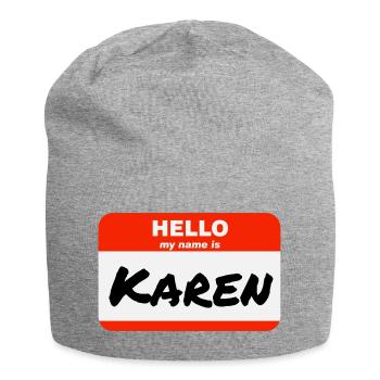 Bonjour, je m’appelle Karen Étiquette Étiquette Étiquette - Bonnet en jersey - gris chiné - Devant