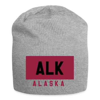 Typographie de l’Alaska en couleur rubis - Bonnet en jersey - gris chiné - Devant