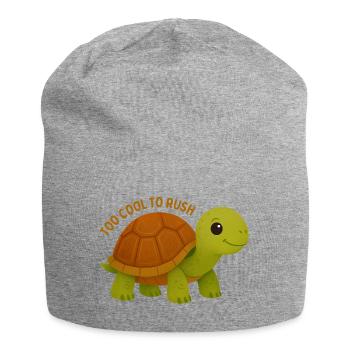 Too Cool To Rush Turtle - Jersey Beanie - heather grey - Front