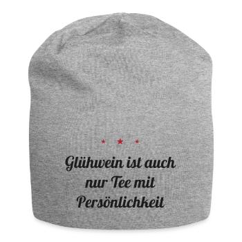 Glühwein ist auch nur Tee mit Persönlichkeit - Jersey-Beanie - Grau meliert - Vorne