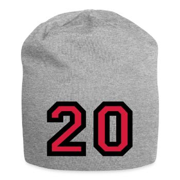 Le numéro 20 - nombre de vingt - Bonnet en jersey - gris chiné - Devant