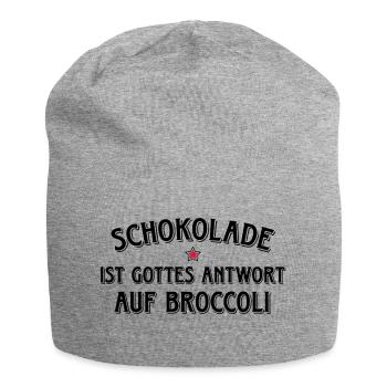 Schokolade Gottes Antwort auf Broccoli Kakao Süßes - Jersey-Beanie - Grau meliert - Vorne