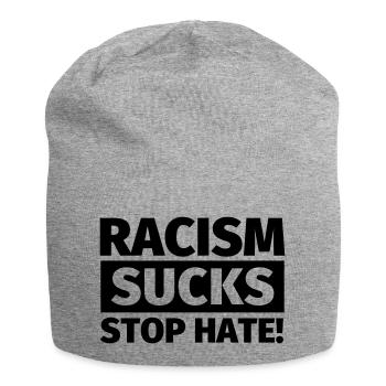 Gegen Rassismus - Jersey-Beanie - Grau meliert - Vorne