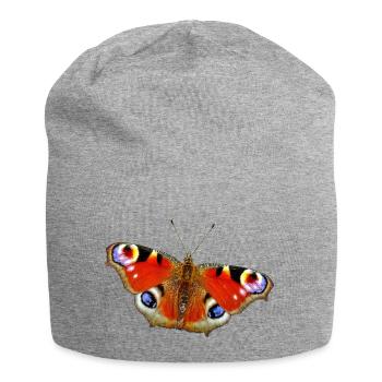 Butterfly peacock butterfly - Jersey Beanie - heather grey - Front
