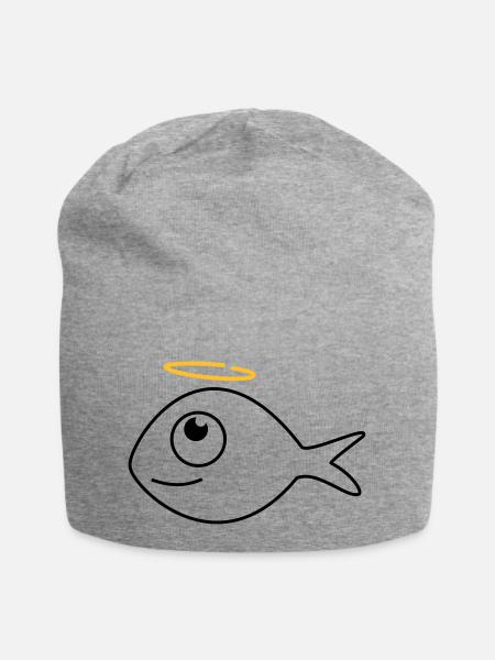 Fisch Ronny der Engel - Jersey-Beanie - Grau meliert