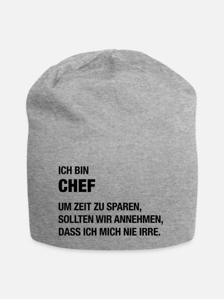 Ich bin Chef, ich irre mich nie! - Jersey-Beanie - Grau meliert