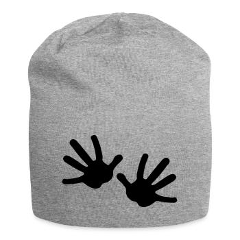 Zwei Hände - Jersey-Beanie - Grau meliert - Vorne
