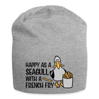 Heureux comme une mouette - Bonnet en jersey - gris chiné - Devant