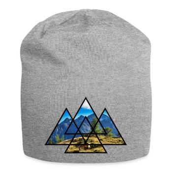 T-Shirt Dreiecke Pferd Alpen Berge Wandern Natur - Jersey-Beanie - Grau meliert - Vorne