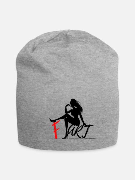 F. Art - Cooler Print - Jersey-Beanie - Grau meliert