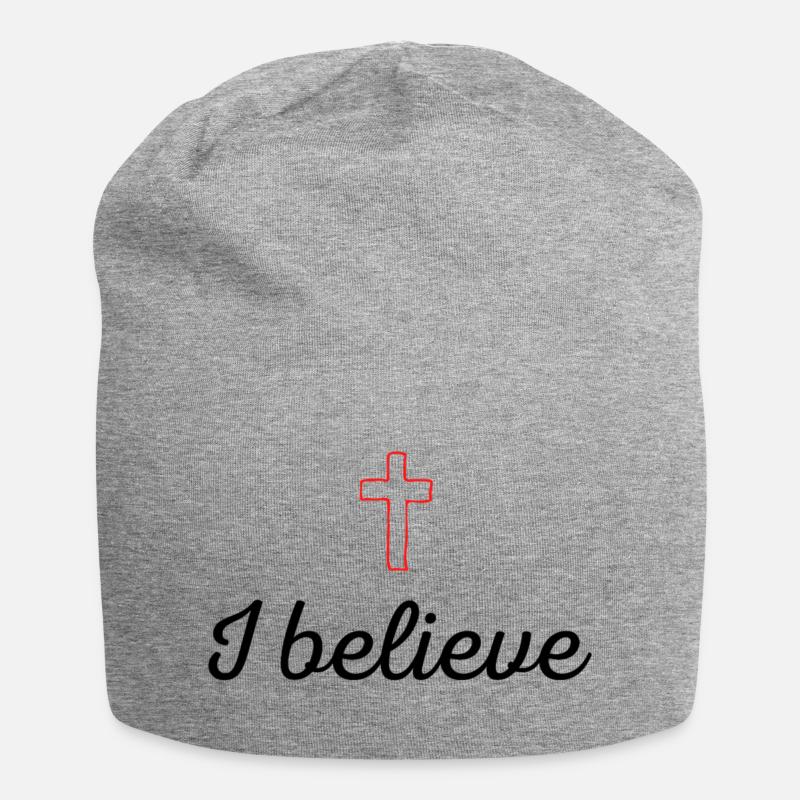 Kreuz, glaube ich - Jersey-Beanie - Grau meliert