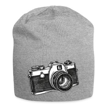 Appareil photo, Appareil photo vintage, Ancien appareil photo, Ancien - Bonnet en jersey - gris chiné - Devant